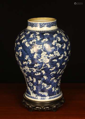 A Kangxi Blue & White Vase of rising baluster form.