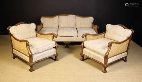 An Early 20th Century Three Piece Bergère Suite comprising o...