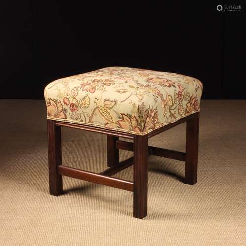 A Bespoke Mahogany Upholstered Stool.