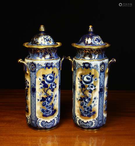 A Pair of Keeling & Co Ltd Losol Ware Bourbon Lidded Jars.