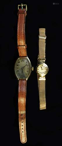 Two Gold Wrist Watches:A 1920's 9 Carat Gold Lady's Rolex Wr...