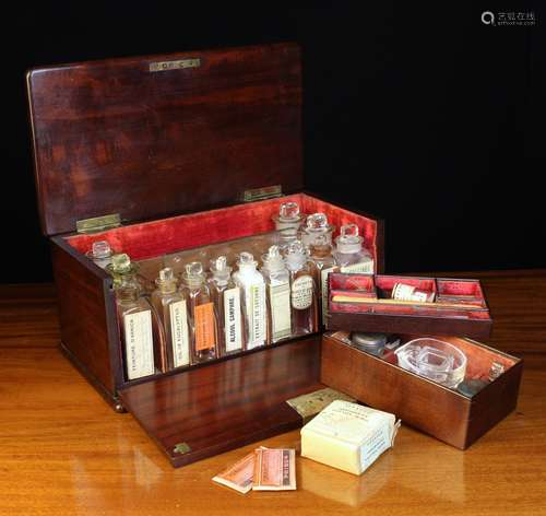 A Fine 19th Century Flame Mahogany Medicine Box with origina...