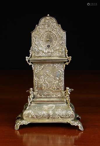 An Imported Silver Repoussé Miniature Longcase Clock, Circa ...