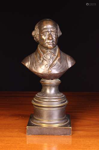 A Small 19th Century Bronze Bust of a Gentleman on a turned ...