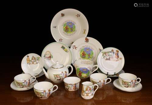 A Collection of Nursery Ceramics: A child's teaset printed i...