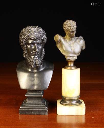 Two Small Ornamental Classical Busts: One in bronzed spelter...