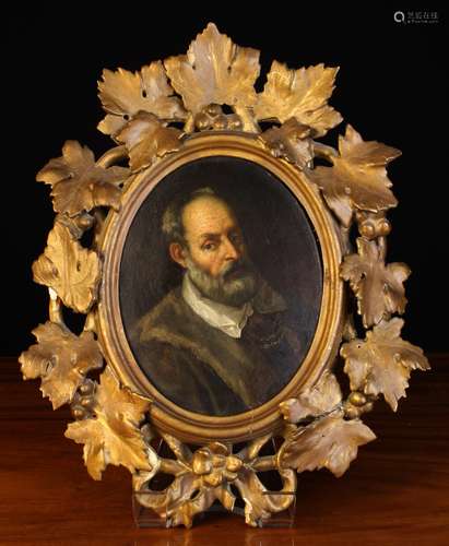 A Small 19th Century Oval Oil on Board: Head & shoulders por...