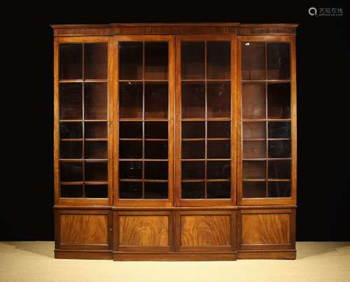 A Large 19th Century Breakfront Bookcase.