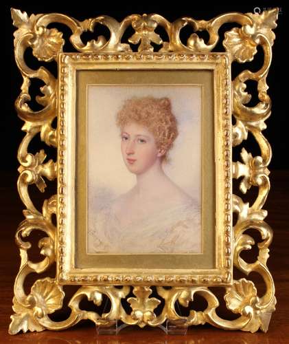 A Late 19th Century Watercolour Portrait: Bust of a young wo...