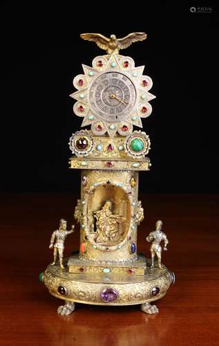 A 19th Century Viennese Silver & Gilt Metal Table Clock encr...