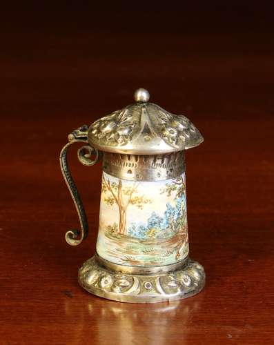 A Miniature Viennese Enamel Silver Mounted Tankard.