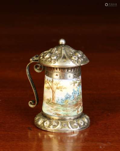 A Miniature Viennese Enamel Silver Mounted Tankard.