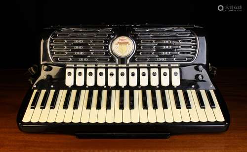 A Fine Italian Made Black Lacquered Patent Titano Accordian,...