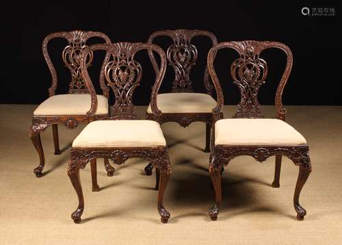 A Set of Four Carved Mahogany Dining Chairs in the 18th cent...