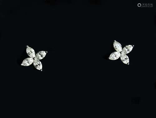 A Dazzling Pair of Tiffany & Co Victoria Model Diamond & Pla...