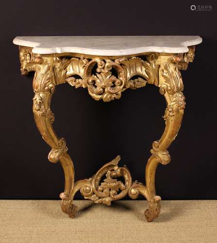 A Louis XV Style Carved Giltwood Console Table.