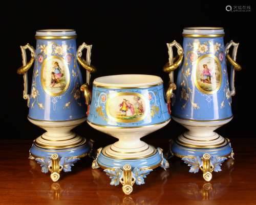 A Late 19th Century Continental Porcelain Garniture Set comp...