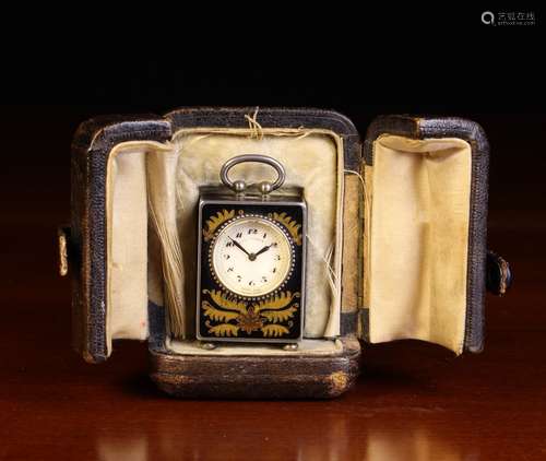 A Cased Miniature Favre Leuba & Co. Clock in a 0.