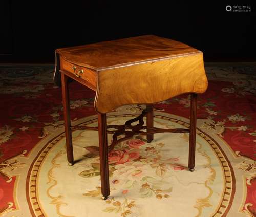 A Fine Georgian Mahogany Serpentine -topped Pembroke Table o...