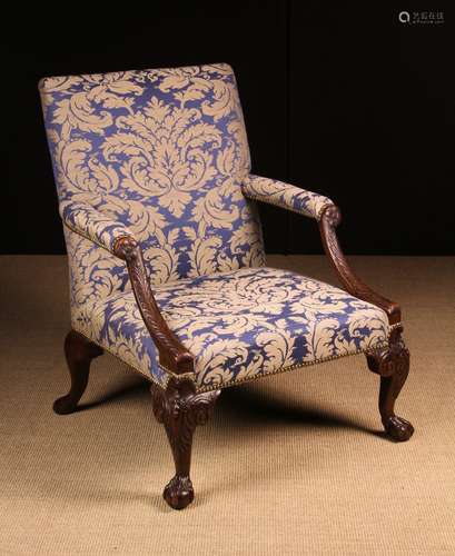 A Fabulous George III Style Carved Mahogany Gainsborough Cha...