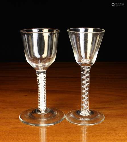 Two Georgian Airtwist Wine Glasses.