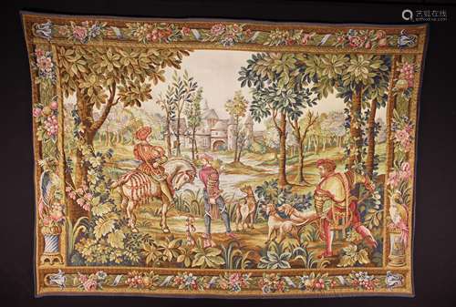 A French Point de L'Halluin Tapestry Wall Hanging machine wo...