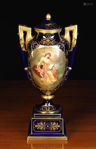 A Vienna Porcelain Lidded Garniture Urn.