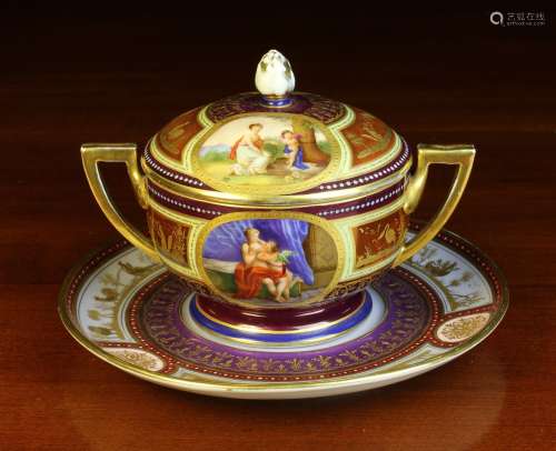A Vienna Porcelain Ecuelle with Stand & Cover.