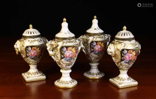 Two Pairs of Small 19th Century Style Ornamental Porcelain U...