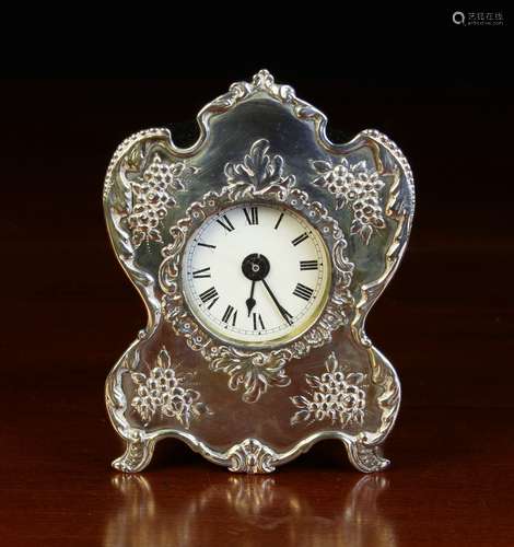 A Small Victorian Silver Cased Boudoir Clock/Watch Holder by...