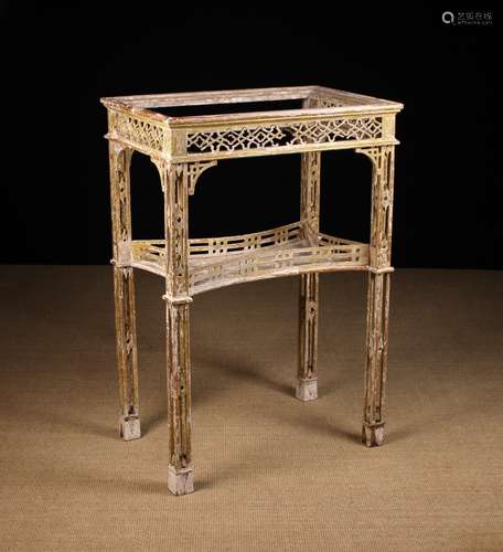 A Chinese Chippendale Period Two-Tiered Stand with traces of...