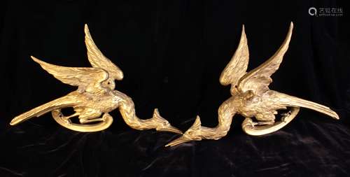 A Pair of 18th Century Carved Giltwood Chippendale Ho-ho Bir...