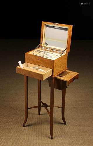 A Fine Scandanavian Figured Birch Vanity Box on Stand.