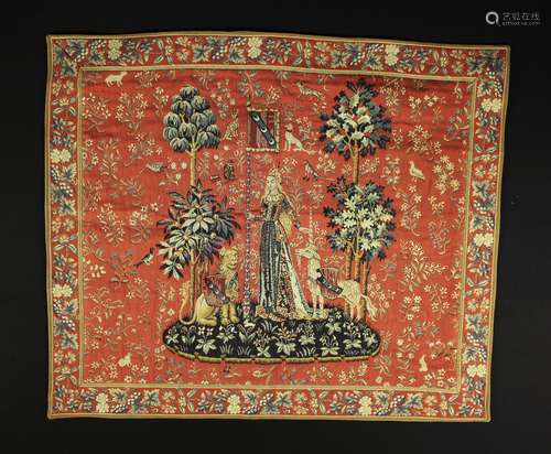 A Modern Machine Woven Tapestry Wall Hanging depicting a med...