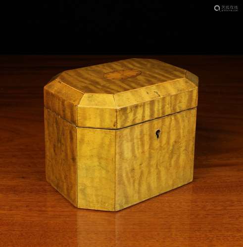 A Small Georgian Harewood Tea Caddy of rectangular bevel for...