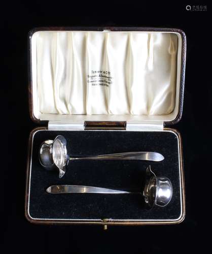 A Pair of Small Cased Silver Ladles hallmarked Sheffield 196...