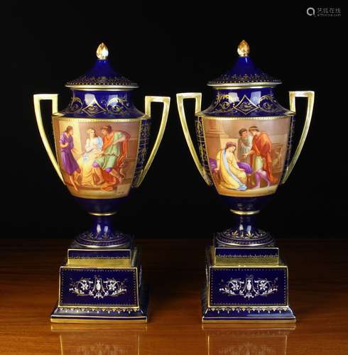 A Pair of Vienna Porcelain Garniture Urns.