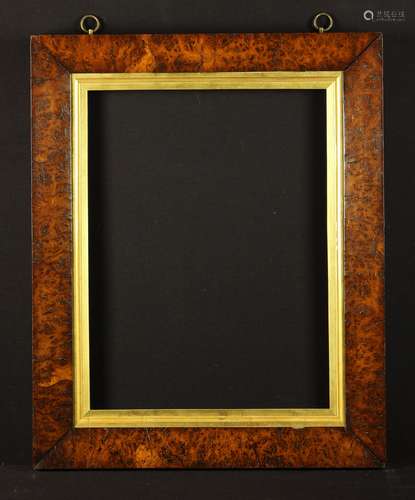 A 19th Century Bevelled Picture Frame clad in Burr Walnut Ve...