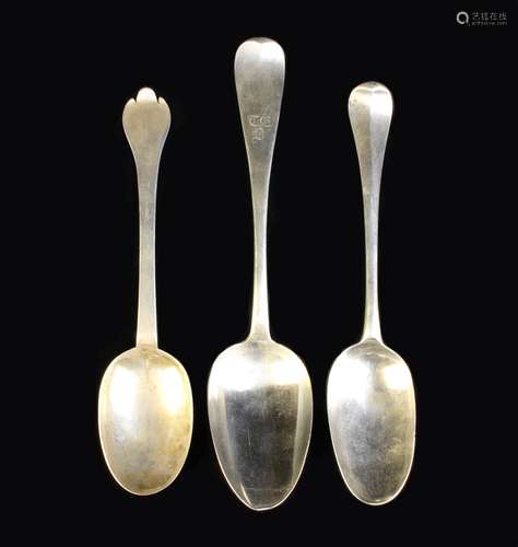 Three Silver Spoons: A George IV Table Spoon hallmarked Newc...