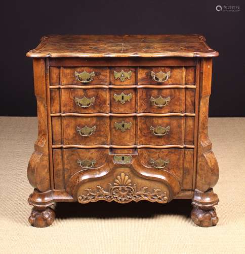 A Fine 18th Century Walnut Dutch Ripple-front Commode.