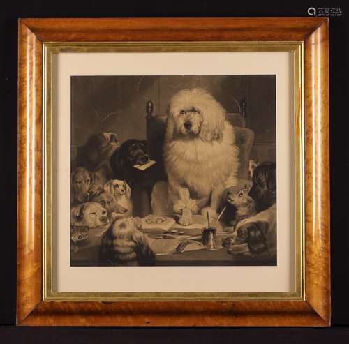 A Monochrome Print (A/F) after a painting by Landseer entitl...