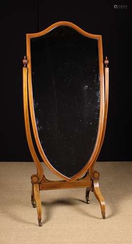 A Fine Quality Edwardian Inlaid Mahogany Cheval Mirror.