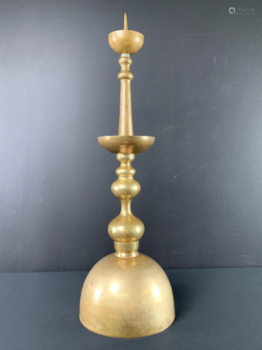 Antique South Korea Bronze Pricket Candlestick