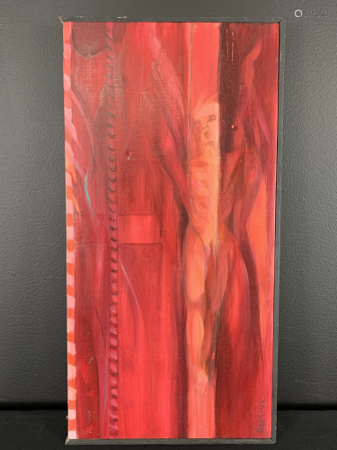 Greta Gundersen Oil On Panel, Flaming Figure