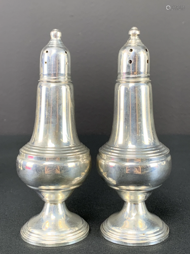 Pair Of Lunt Sterling Silver Weighted Salt Shakers