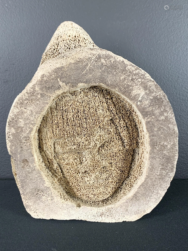 Carved Inuit Whale Bone, Face