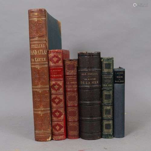 VOYAGES et GEOGRAPHIE LOT de 6 volumes reliés XIXème et XXèm...