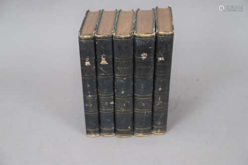 ŒUVRES de MOLIERE Vers 1850 5 volumes reliés.