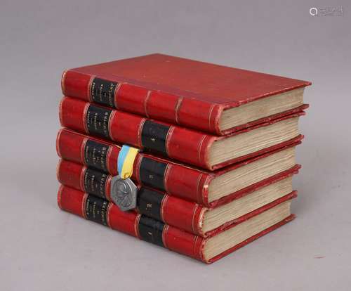 HISTOIRE de l’EMPIRE de THIERS 1865, 5 volumes reliés.