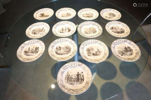 Collection de 13 assiettes Napoléon BonaparteEn céramique re...